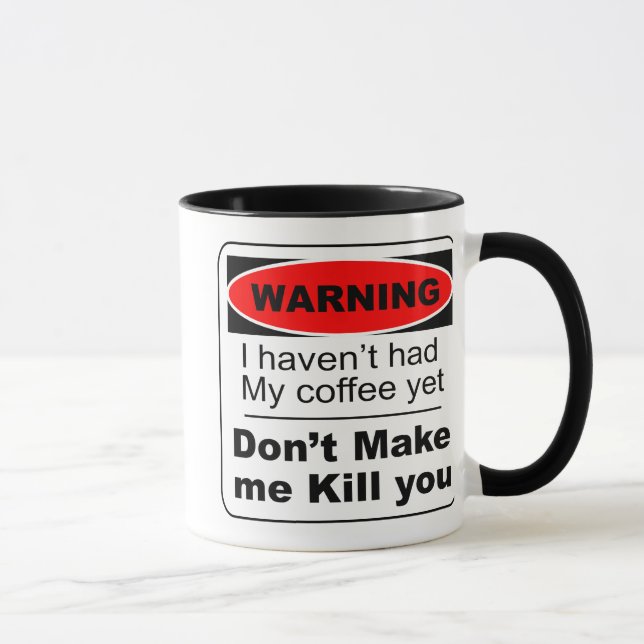 Caneca Advertência Engraçado De Café Mug (Direita)
