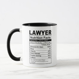 Caneca Advogado Gift Nutrition Facts Café Mug