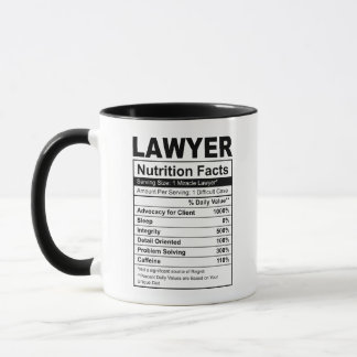 Caneca Advogado Gift Nutrition Facts Café Mug