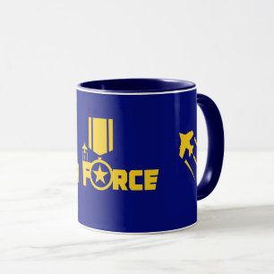 Caneca Aeronave aérea aérea militar estelar aérea azul Do