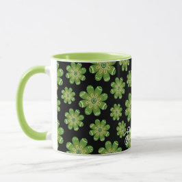 Caneca Aestética Bohemian Flower Geométrico Nome Negro