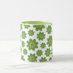 Caneca Aestética Bohemian Flower Geométrico Nome Verde