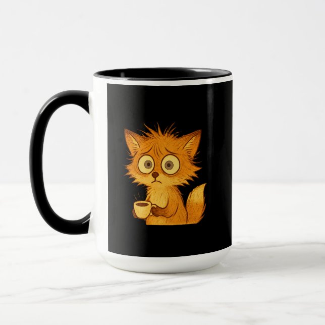Caneca Aesthetic Overwhelmed Fox • Cute Chaos Coffee (Esquerda)