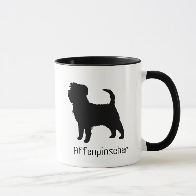 Caneca Affenpinscher Dog Breed Silhouette Personalizado (Direita)