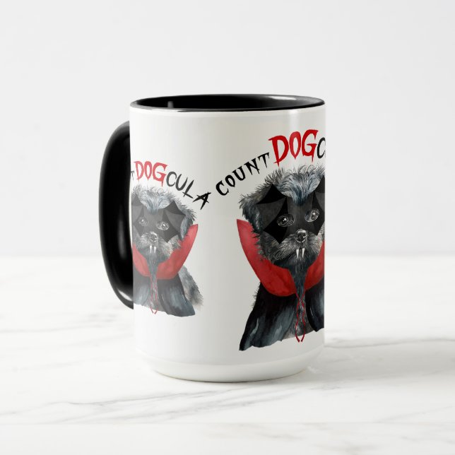 Caneca Affenpinscher Funny Count DOGcula Halloween (Frente Esquerda)