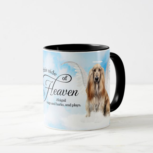 Caneca Afghan Hound Dog in Heaven Personalized Memorial (Frente Esquerda)