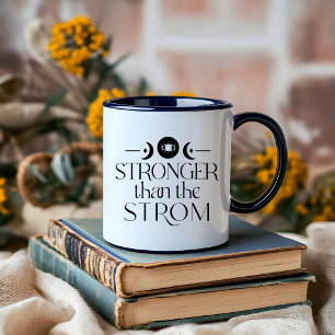 Caneca Afirmação da Lua Negra e Branca Minimalista Boho