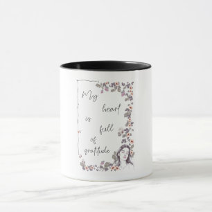 Caneca Afirmação de Gratidão. Mentalidade Positiva Floral