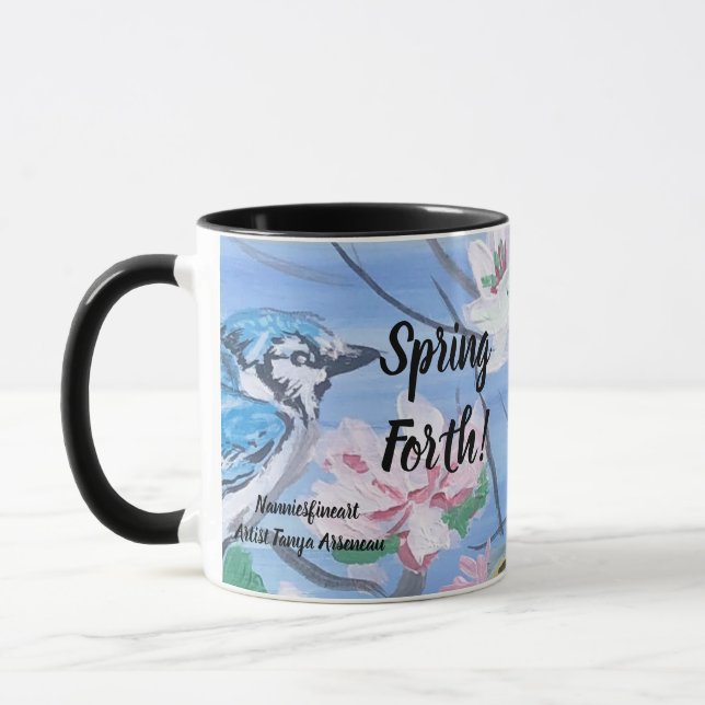 Caneca Afirmação '' Primavera Forth'' Arte Pintada (Esquerda)