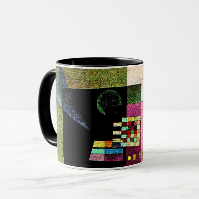 Caneca Afirmando, pintura abstrata de Kandinsky, (Frente Esquerda)