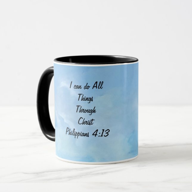 Caneca Afirmar/Escriturar Philippians 4:13 Arte Original (Frente Esquerda)