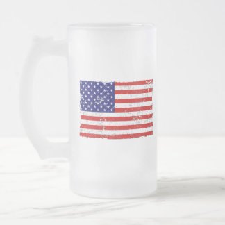 Caneca afligida do vidro da bandeira americana