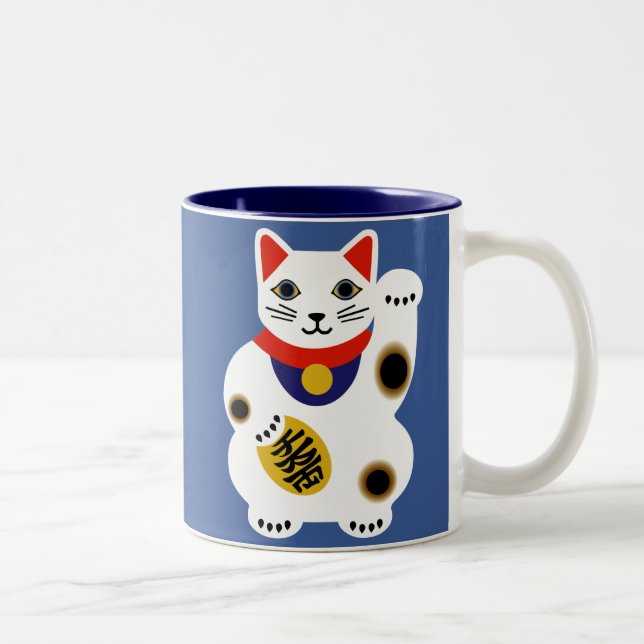 Caneca afortunada azul do gato (Direita)