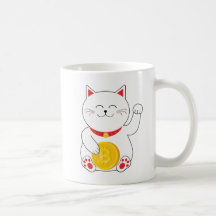 Caneca afortunada de Bitcoin do gato de Maneki