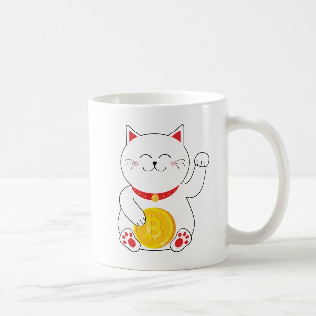 Caneca afortunada de Bitcoin do gato de Maneki (Direita)