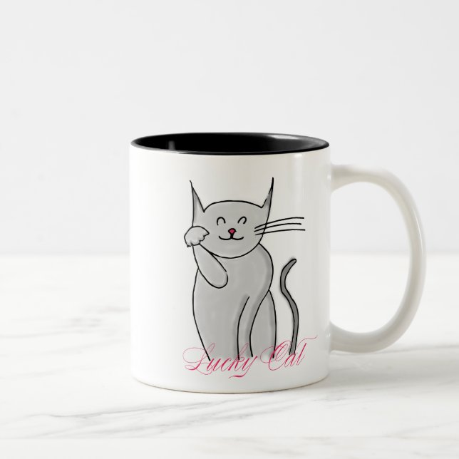 Caneca afortunada do Dois-Tom do gato (Direita)