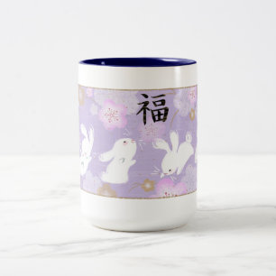 Caneca afortunada dos coelhos (lavanda)