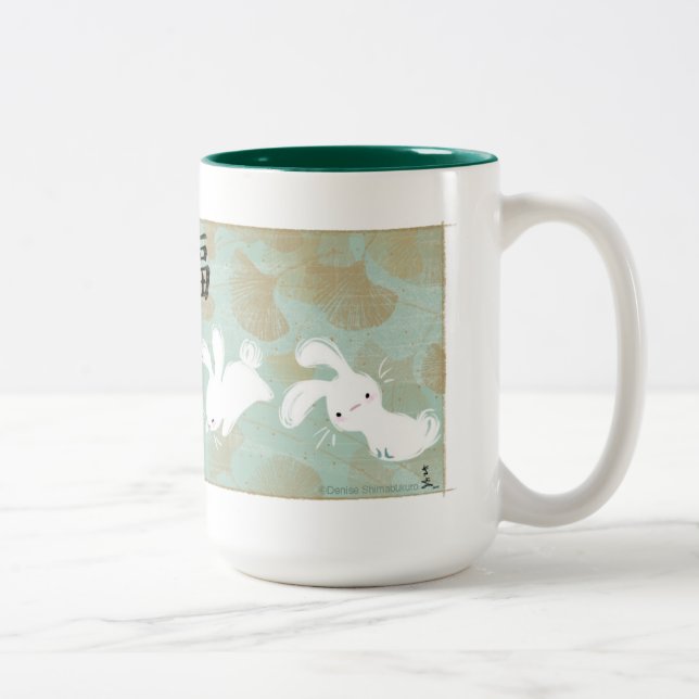 Caneca afortunada dos coelhos (verde) (Direita)
