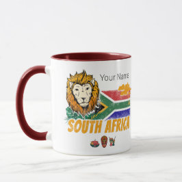Caneca África do Sul Vintage Lion Flag Safari Souvenir