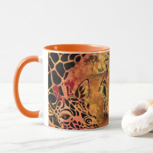 Caneca African Girl and Giraffe - Amigos - Desenho de Art