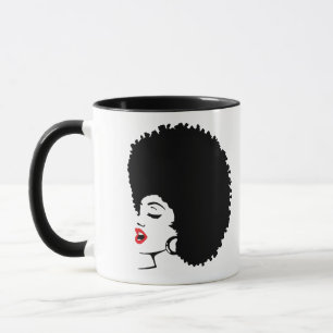 Caneca Afro com Lábios Vermelhos Bonitos