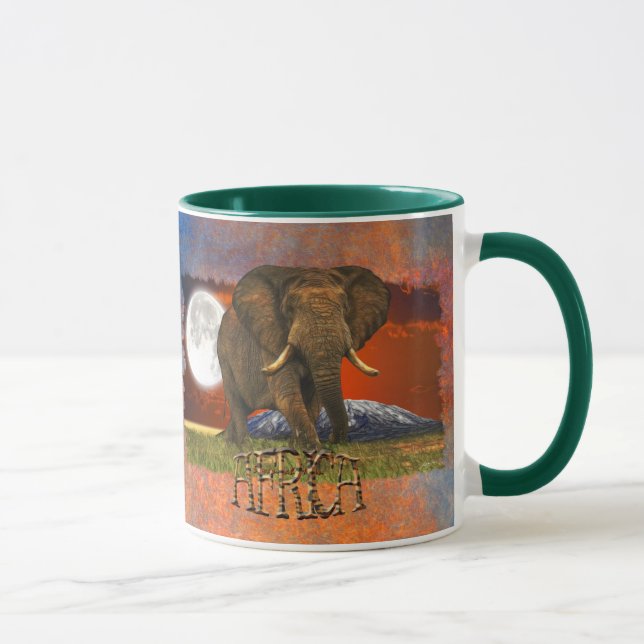 Caneca Afro-Elefante e Savannah Moon AFRICA Mug (Direita)