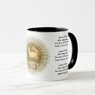 Caneca Agnus Dei (Lambe de Deus) com Orações Coffee Mug