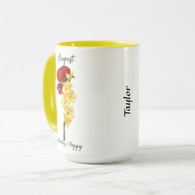 Caneca Agosto Birte Flor Gladiolus e Poppy (Frente Esquerda)
