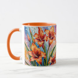 Caneca Agosto Mês de Nascimento Gladiolus. Gladiolus