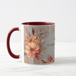 Caneca Agradecido abençoado FloralAçãoDeGraças