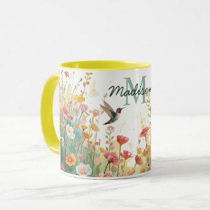 Caneca Água de Primavera Pássaros Floral Monograma Flor S