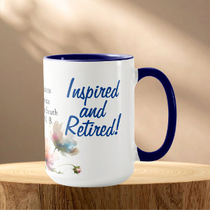 Caneca Água floral em aquarela Aposentada Rosa personaliz