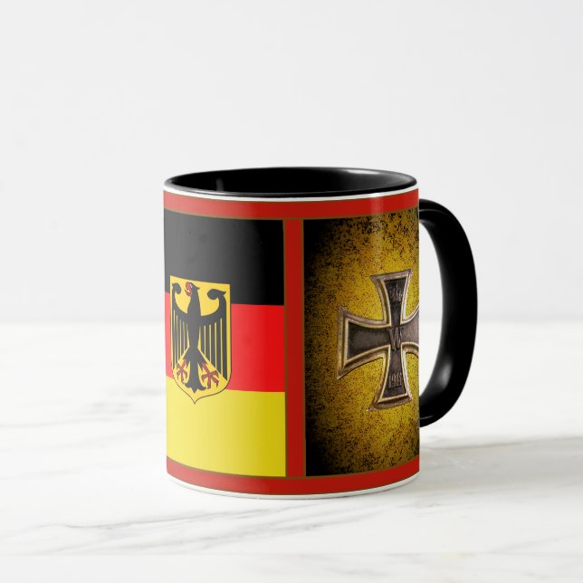 Caneca Águia alemã, negra da bandeira alemã, Cruz de ferr (Frente Esquerda)