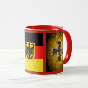 Caneca Águia alemão, preta da bandeira alemão, cruz do