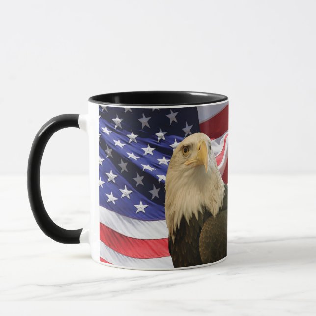Caneca Águia Bald Americana e Bandeira (Esquerda)