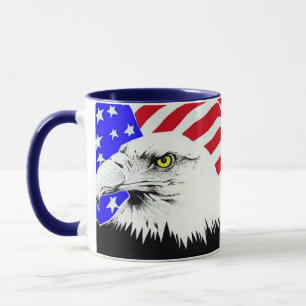 Caneca Águia Balda e Bandeira Americana