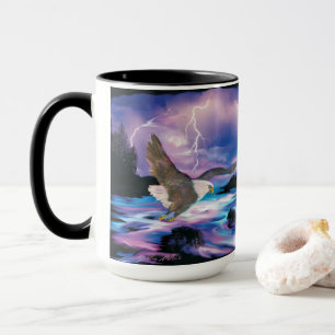 Caneca Águia Careca Majestosa Voando Ao Luar