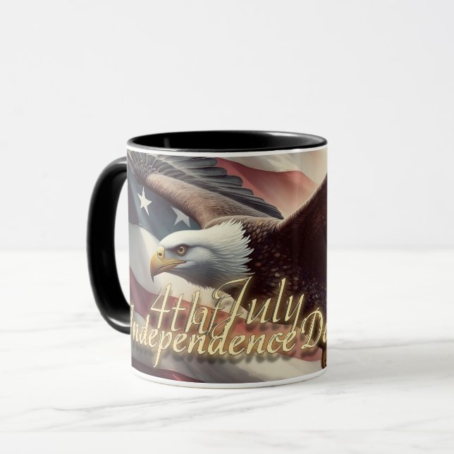 Caneca Águia de 4 de Julho com Bandeira Americana (Frente Esquerda)