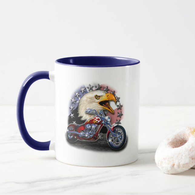 Caneca Águia de Motocicleta Patriótica (Com Donut)