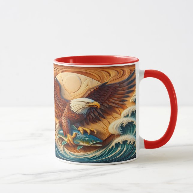 Caneca Águia Majestosa Enrolando um Peixe 36x24 (Direita)