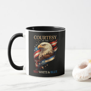 Caneca Águia Patriótica Vermelha Branca e Azul Vintage
