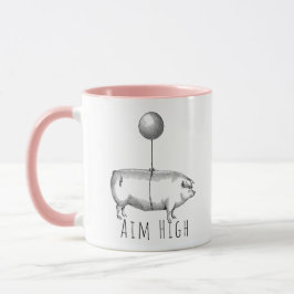 Caneca Aim High Cute Pig and Balloon Inspirational
