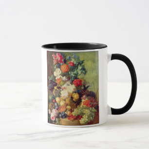 Caneca Ainda vida com flores e fruta