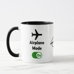 Caneca "Air Plane Mode On", citação engraçada Silence Des