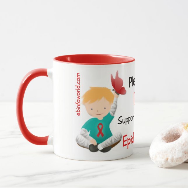 Caneca Ajude-nos por favor a suprimir do Epidermolysis (Com Donut)