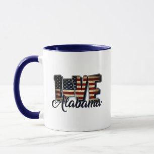Caneca Alabama Ama Estrela De Bandeira Americana E Stripe