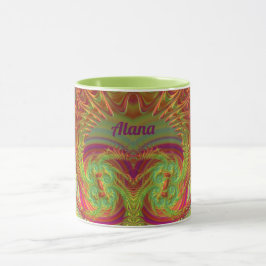 Caneca ALANA ~ Zany 3D ~ Laranja Brilho, Amarelo e Roxo