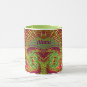 Caneca ALANA ~ Zany 3D ~ Laranja Brilho, Amarelo e Roxo