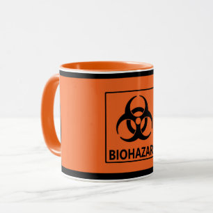Caneca alaranjada do "Biohazard"
