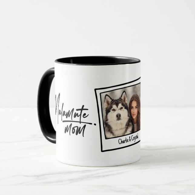 Caneca Alaskan Malamute Mom Custom Photo & Name Fun Chic (Frente Esquerda)